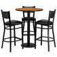 30'' Round Natural Laminate Table Set With 3 Grid Back Metal Barstools - Black Vinyl Seat By Flash Furniture | Bar Stools & Table | Modishstore - 2