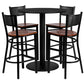 36'' Round Black Laminate Table Set With 4 Grid Back Metal Barstools - Cherry Wood Seat By Flash Furniture | Bar Stools & Table | Modishstore - 2