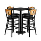 30'' Square Black Laminate Table Set With 4 Wood Slat Back Metal Barstools - Black Vinyl Seat By Flash Furniture | Bar Stools & Table | Modishstore - 2