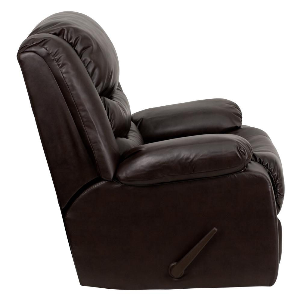 Plush Brown Leathersoft Lever Rocker Recliner With Padded Arms By Flash Furniture | Recliners | Modishstore - 2