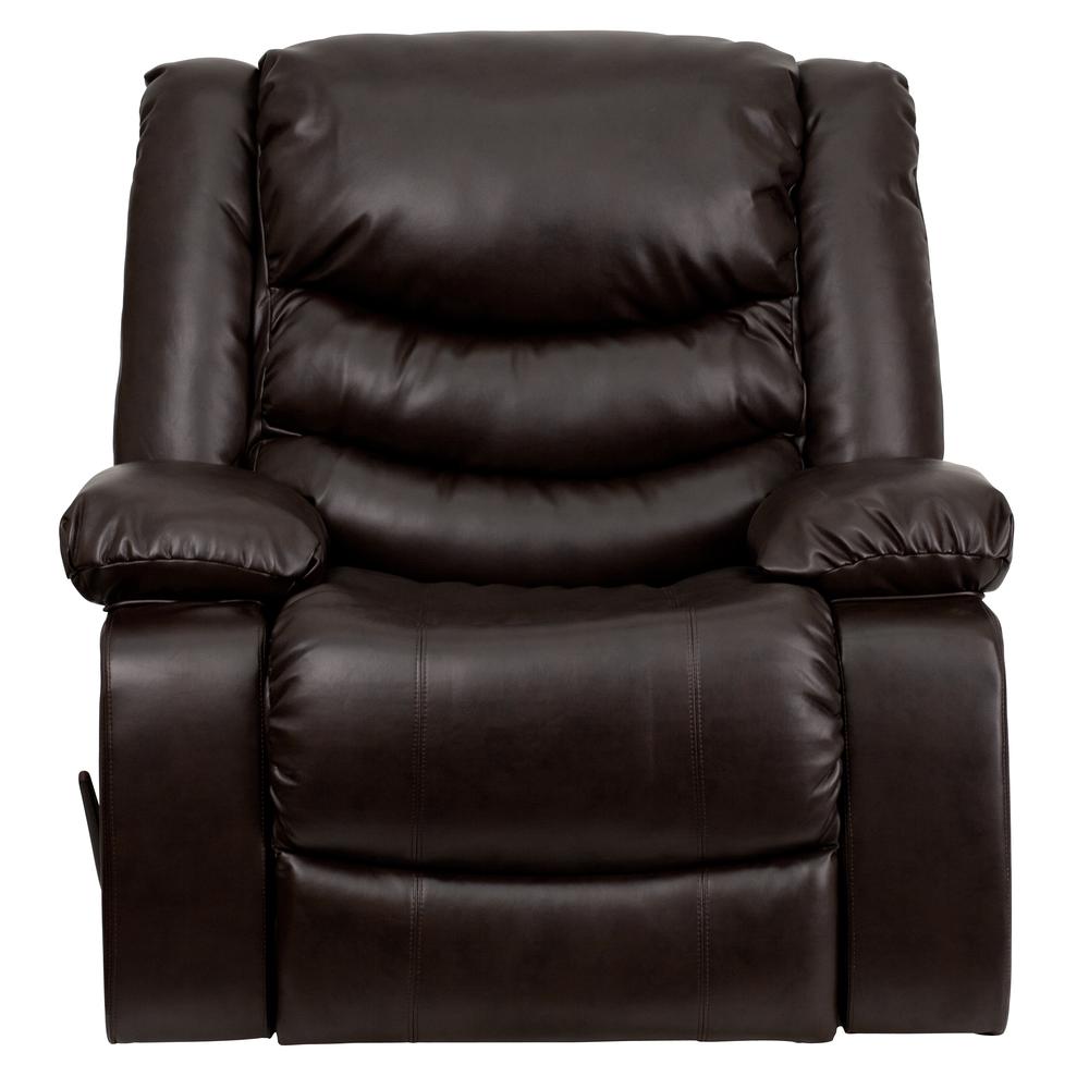 Plush Brown Leathersoft Lever Rocker Recliner With Padded Arms By Flash Furniture | Recliners | Modishstore - 4