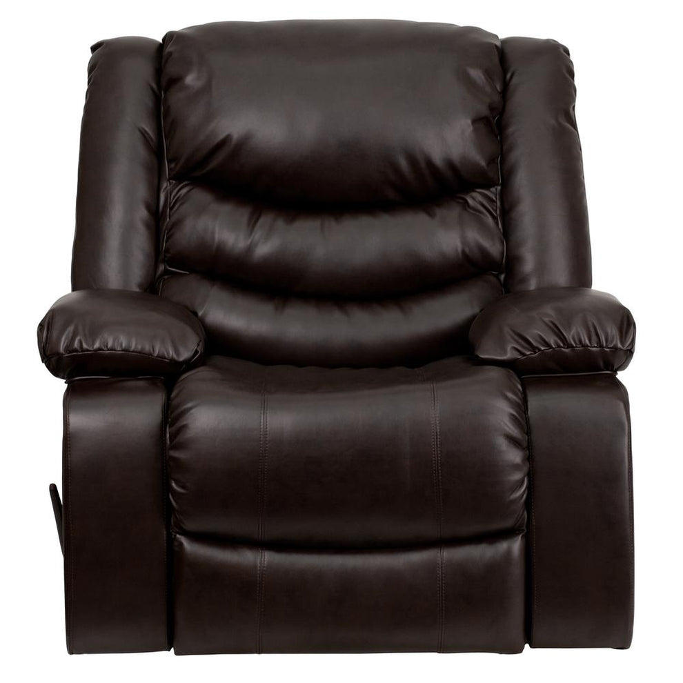 Plush Brown Leathersoft Lever Rocker Recliner With Padded Arms By Flash Furniture | Recliners | Modishstore - 4