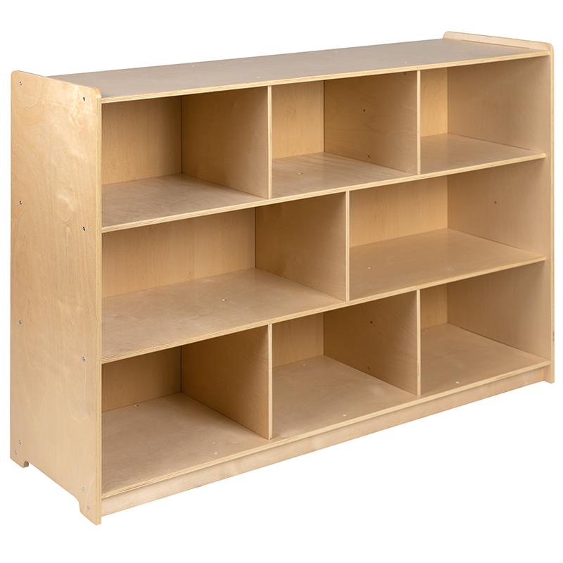 Wooden 8 Section School Classroom Storage Cabinet For Commercial Or Home Use - Safe, Kid Friendly Design - 36"H (Natural) By Flash Furniture | Cabinets | Modishstore - 3