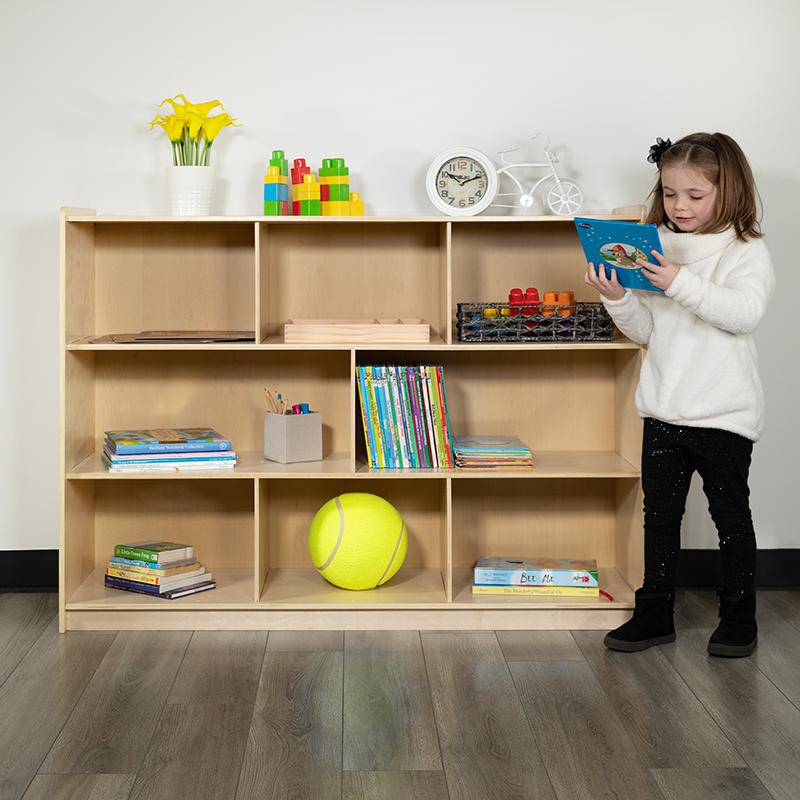 Wooden 8 Section School Classroom Storage Cabinet For Commercial Or Home Use - Safe, Kid Friendly Design - 36"H (Natural) By Flash Furniture | Cabinets | Modishstore - 2