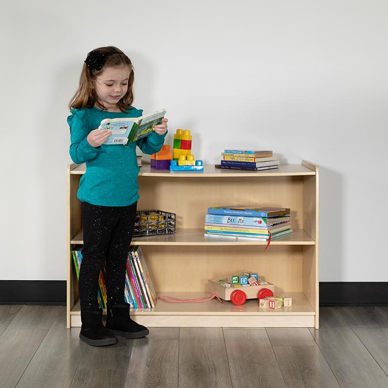 Wooden 2 Section School Classroom Storage Cabinet For Commercial Or Home Use - Safe, Kid Friendly Design - 24"H X 36"L (Natural) By Flash Furniture | Cabinets | Modishstore - 2