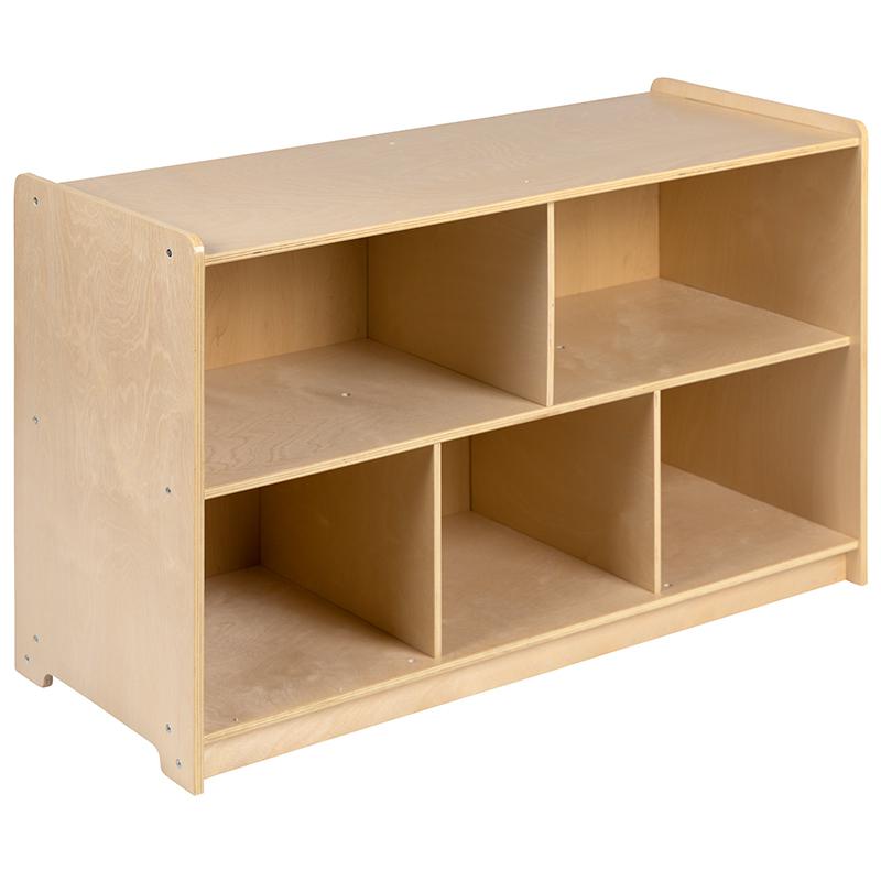 Wooden 5 Section School Classroom Storage Cabinet For Commercial Or Home Use - Safe, Kid Friendly Design - 24"H X 36"L (Natural) By Flash Furniture | Cabinets | Modishstore - 3