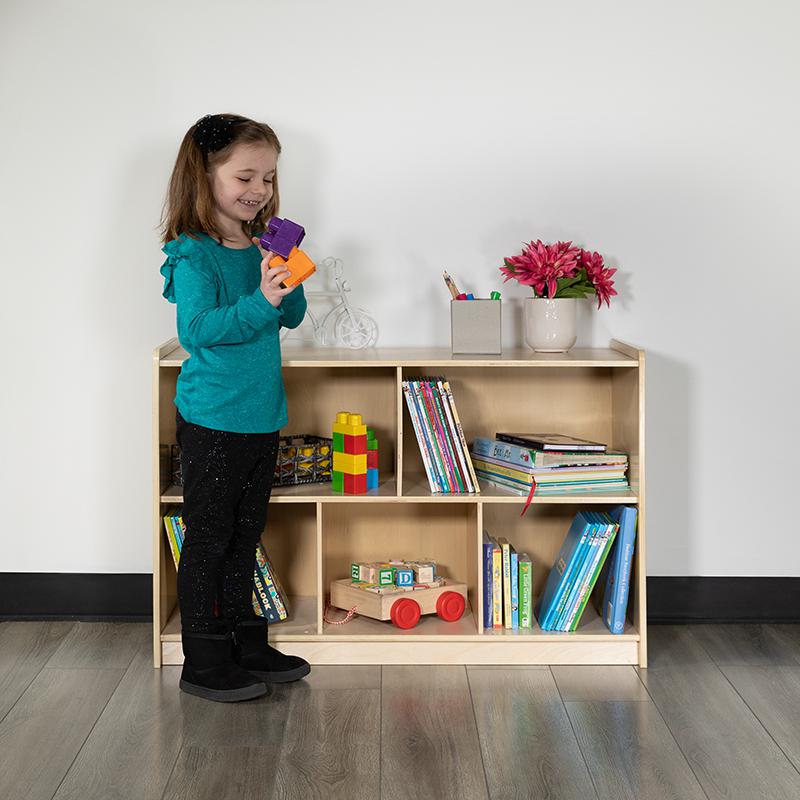 Wooden 5 Section School Classroom Storage Cabinet For Commercial Or Home Use - Safe, Kid Friendly Design - 24"H X 36"L (Natural) By Flash Furniture | Cabinets | Modishstore - 2