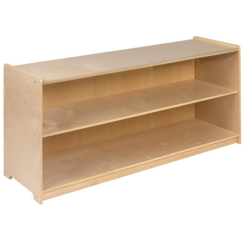 Wooden 2 Section School Classroom Storage Cabinet For Commercial Or Home Use - Safe, Kid Friendly Design - 24"H X 48"L (Natural) By Flash Furniture | Cabinets | Modishstore - 3
