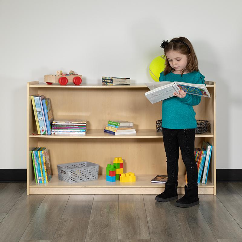 Wooden 2 Section School Classroom Storage Cabinet For Commercial Or Home Use - Safe, Kid Friendly Design - 30"H X 48"L (Natural) By Flash Furniture | Cabinets | Modishstore - 2