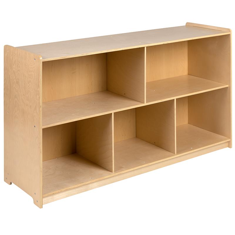 Wooden 5 Section School Classroom Storage Cabinet For Commercial Or Home Use - Safe, Kid Friendly Design - 30"H X 48"L (Natural) By Flash Furniture | Cabinets | Modishstore - 3