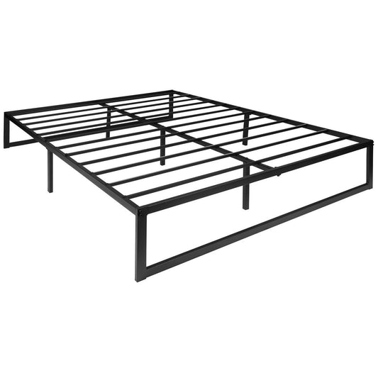 Universal 14 Inch Metal Platform Bed Frame - No Box Spring Needed W/ Steel Slat Support And Quick Lock Functionality - Queen By Flash Furniture | Beds | Modishstore