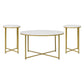 Hampstead Collection Coffee And End Table Set - White Marbled Laminate Top & Matte Gold Crisscross Frame, 3 Piece Table Set By Flash Furniture | End Tables | Modishstore - 2