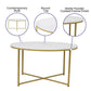 Hampstead Collection Coffee And End Table Set - White Marbled Laminate Top & Matte Gold Crisscross Frame, 3 Piece Table Set By Flash Furniture | End Tables | Modishstore - 4