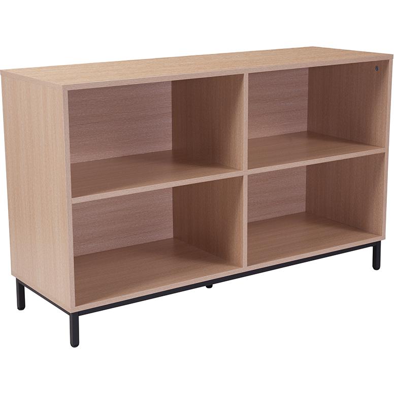 Dudley 4 Shelf 29.5"H Open Bookcase Storage In Oak Wood Grain Finish By Flash Furniture | Bookcases | Modishstore - 1