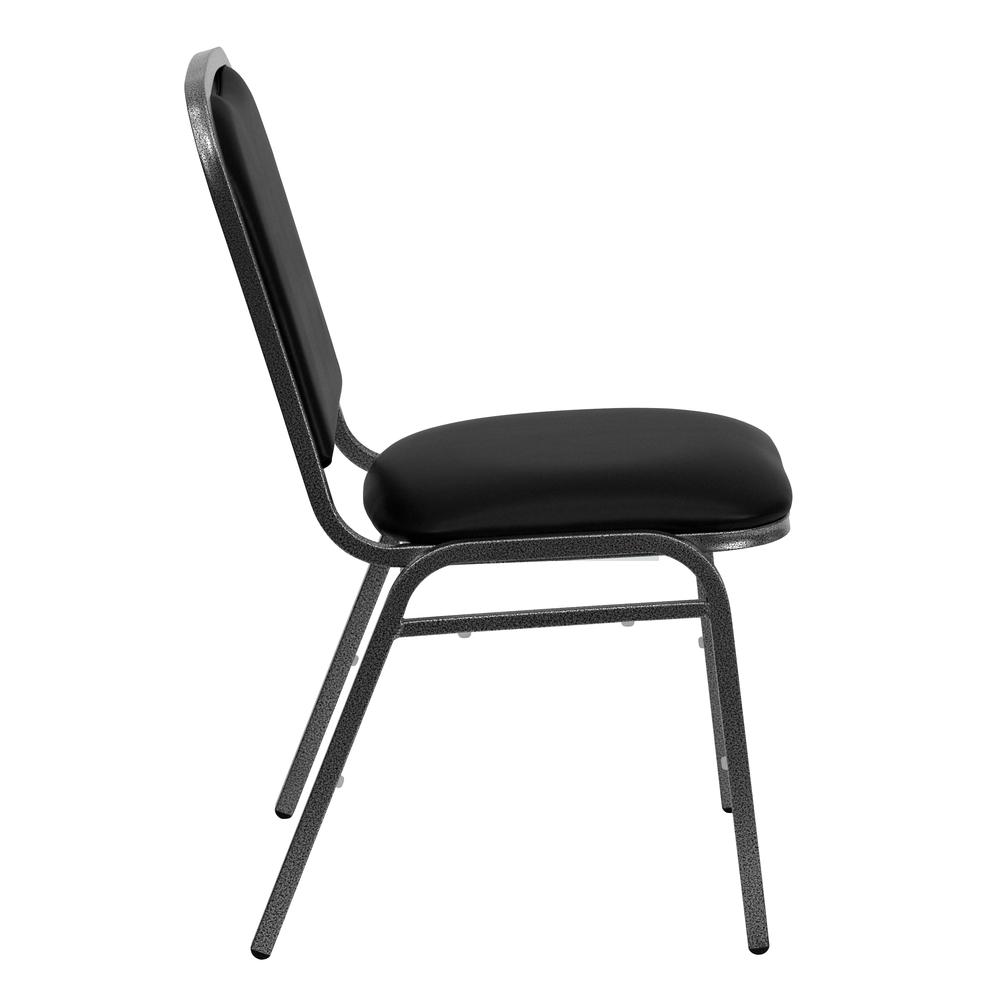 Hercules Series Stacking Banquet Chair In Black Vinyl - Silver Vein Frame By Flash Furniture | Side Chairs | Modishstore - 2