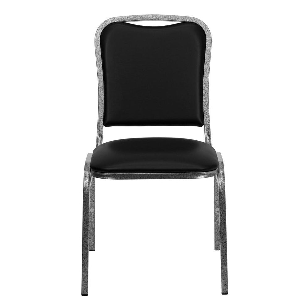 Hercules Series Stacking Banquet Chair In Black Vinyl - Silver Vein Frame By Flash Furniture | Side Chairs | Modishstore - 4