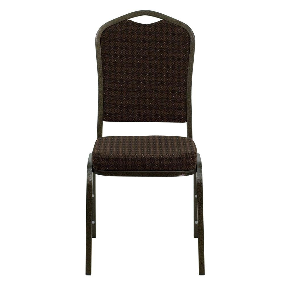 Hercules Series Crown Back Stacking Banquet Chair In Brown Patterned Fabric - Gold Vein Frame By Flash Furniture | Side Chairs | Modishstore - 4