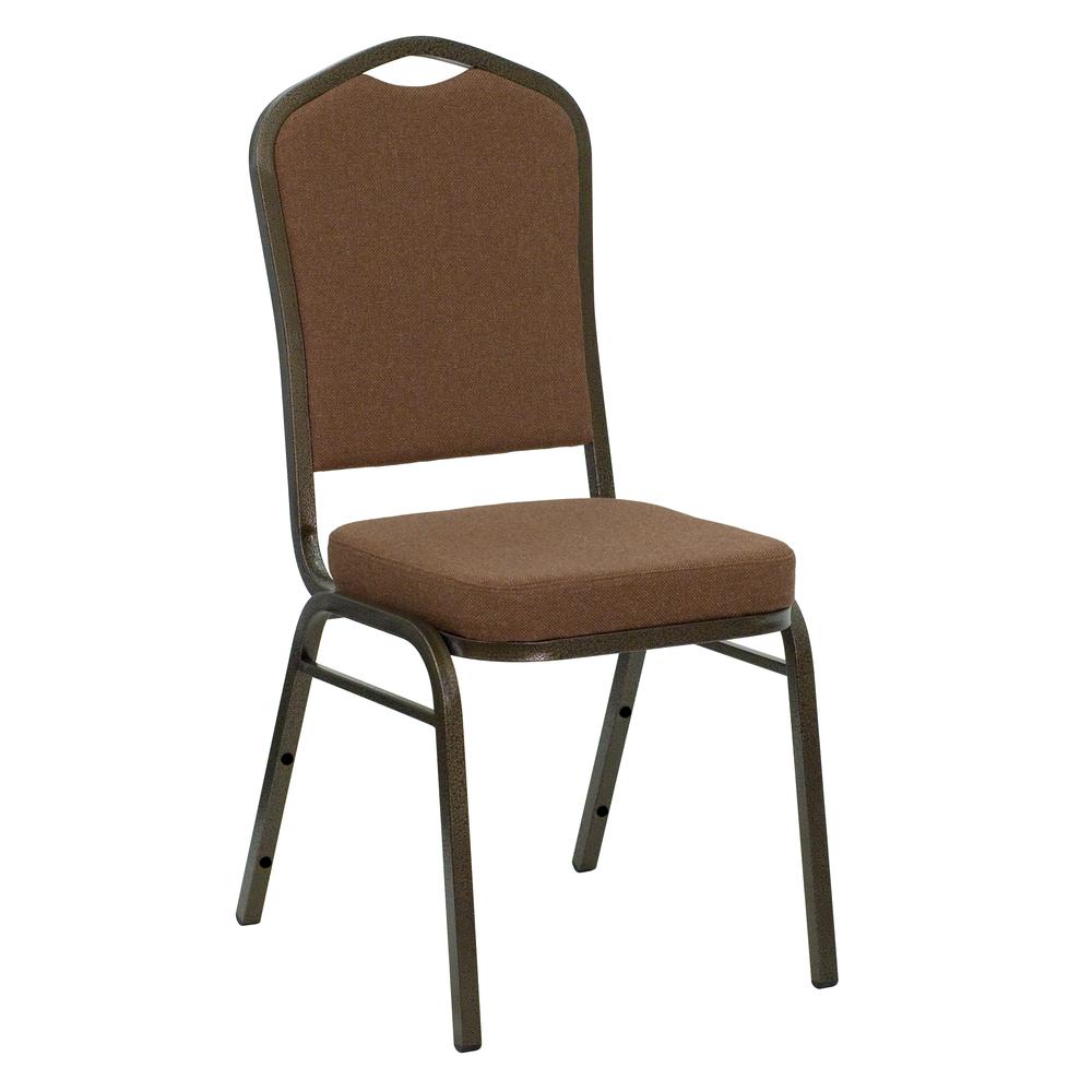 Hercules Series Crown Back Stacking Banquet Chair In Coffee Fabric - Gold Vein Frame By Flash Furniture | Side Chairs | Modishstore
