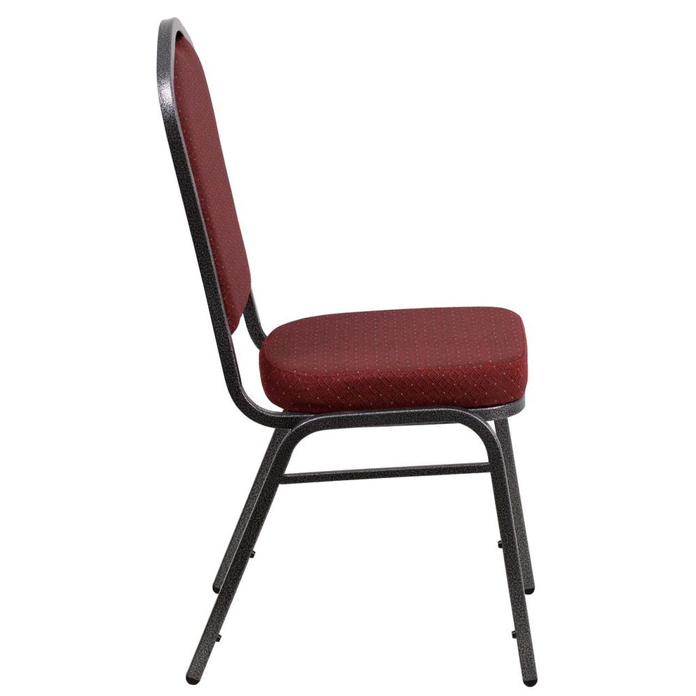 Hercules Series Crown Back Stacking Banquet Chair In Burgundy Patterned Fabric - Silver Vein Frame By Flash Furniture | Side Chairs | Modishstore - 2