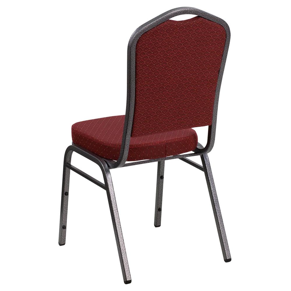 Hercules Series Crown Back Stacking Banquet Chair In Burgundy Patterned Fabric - Silver Vein Frame By Flash Furniture | Side Chairs | Modishstore - 3