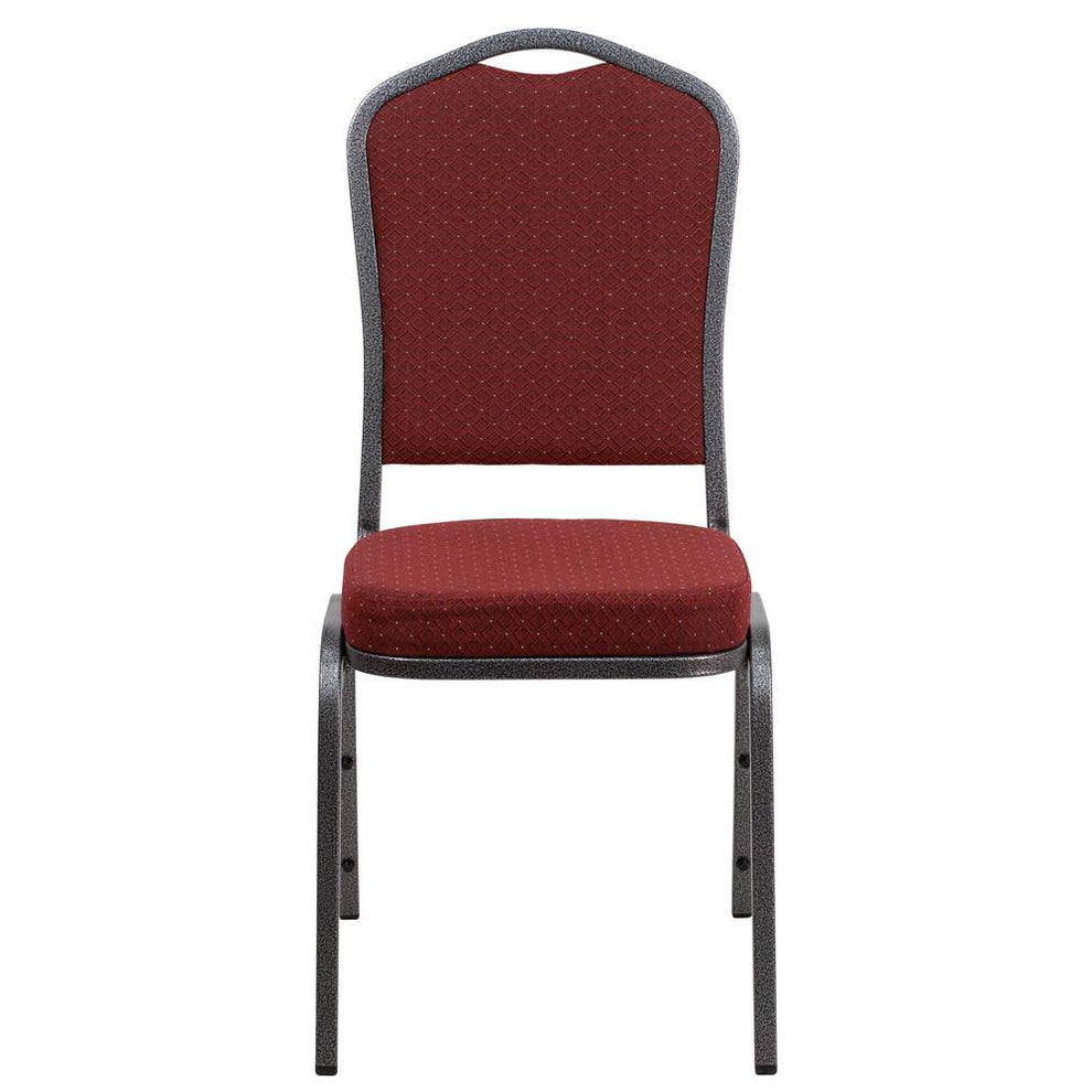 Hercules Series Crown Back Stacking Banquet Chair In Burgundy Patterned Fabric - Silver Vein Frame By Flash Furniture | Side Chairs | Modishstore - 4