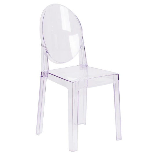 Ghost Chair With Oval Back In Transparent Crystal By Flash Furniture | Dining Chairs | Modishstore - 1
