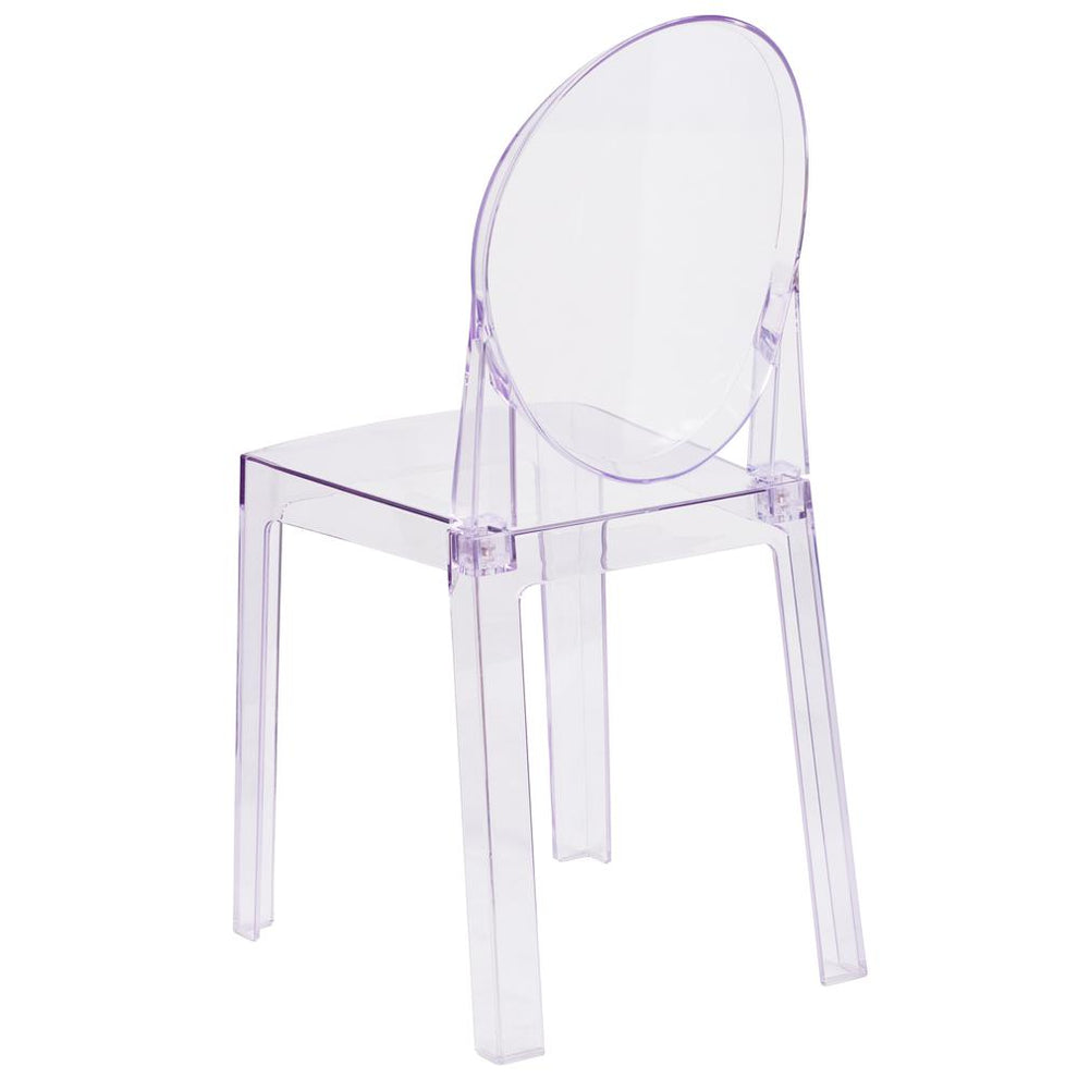 Ghost Chair With Oval Back In Transparent Crystal By Flash Furniture | Dining Chairs | Modishstore - 3
