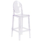 Ghost Barstool With Oval Back In Transparent Crystal By Flash Furniture | Bar Stools | Modishstore