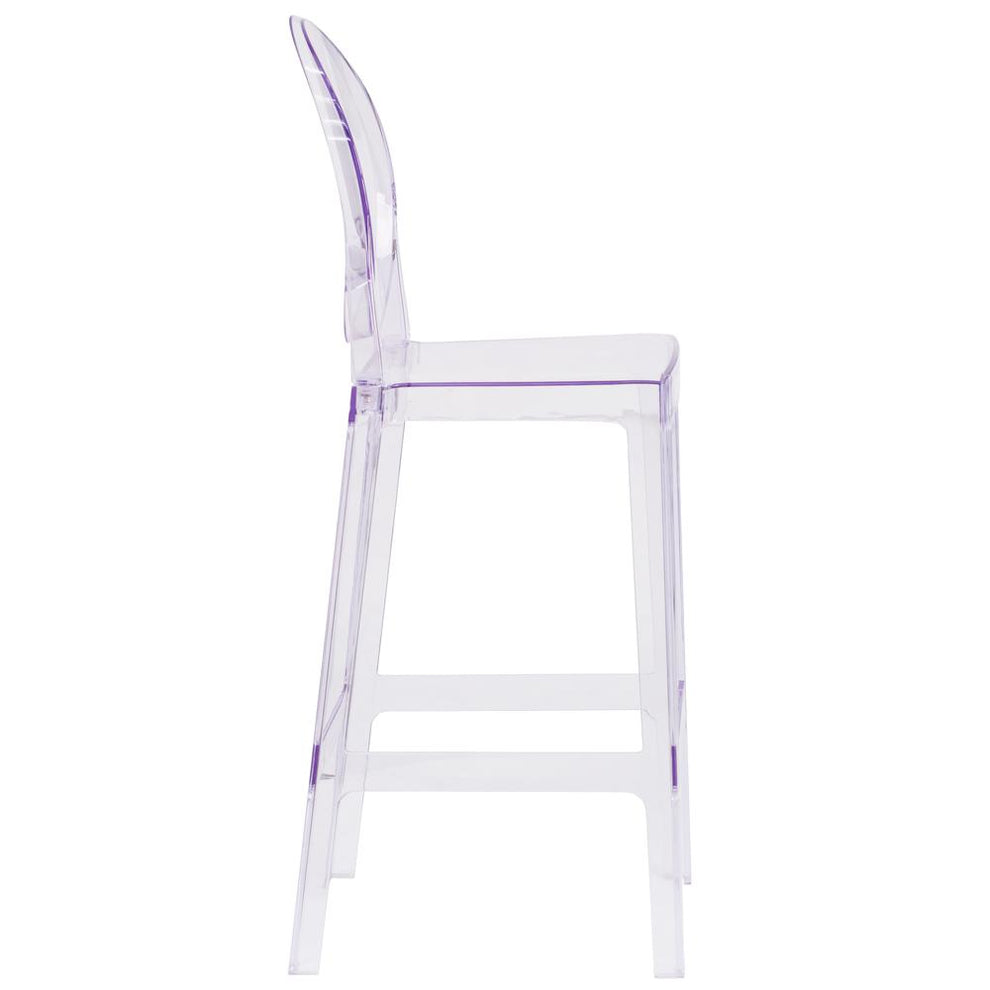 Ghost Barstool With Oval Back In Transparent Crystal By Flash Furniture | Bar Stools | Modishstore - 2