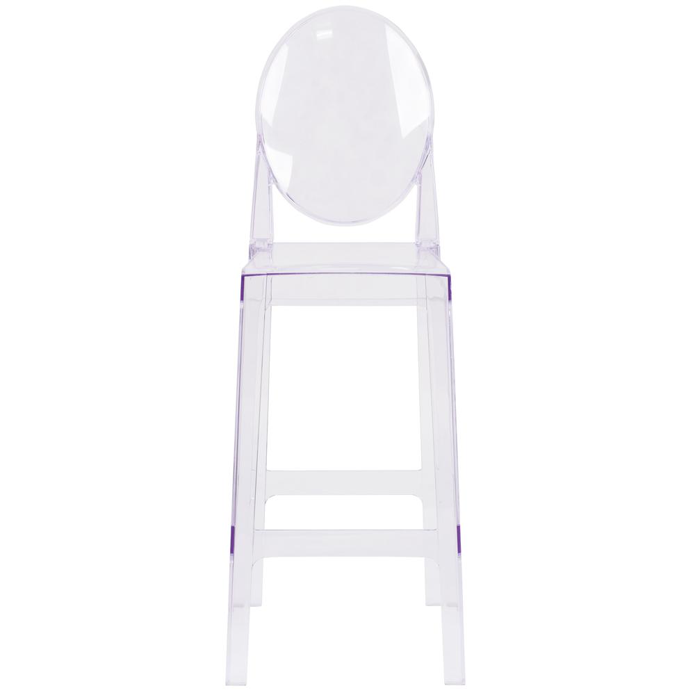 Ghost Barstool With Oval Back In Transparent Crystal By Flash Furniture | Bar Stools | Modishstore - 4