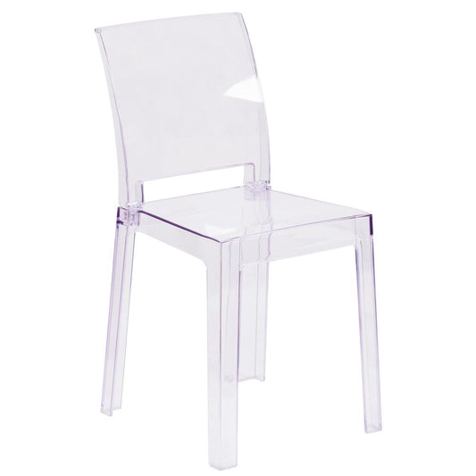Ghost Chair With Square Back In Transparent Crystal By Flash Furniture | Dining Chairs | Modishstore - 1