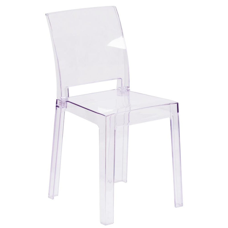 Ghost Chair With Square Back In Transparent Crystal By Flash Furniture | Dining Chairs | Modishstore