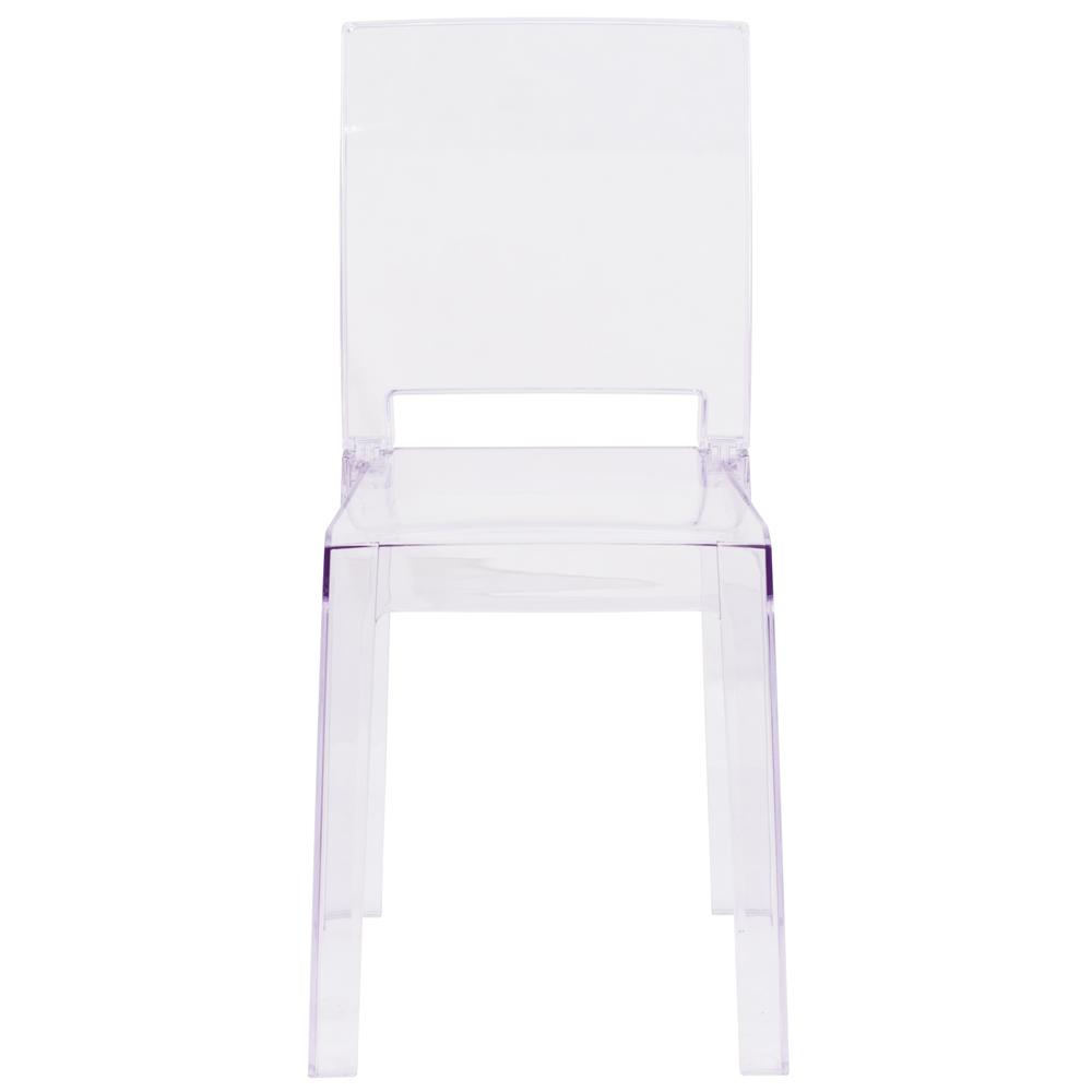 Ghost Chair With Square Back In Transparent Crystal By Flash Furniture | Dining Chairs | Modishstore - 4
