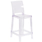 Ghost Counter Stool With Square Back In Transparent Crystal By Flash Furniture | Bar Stools | Modishstore