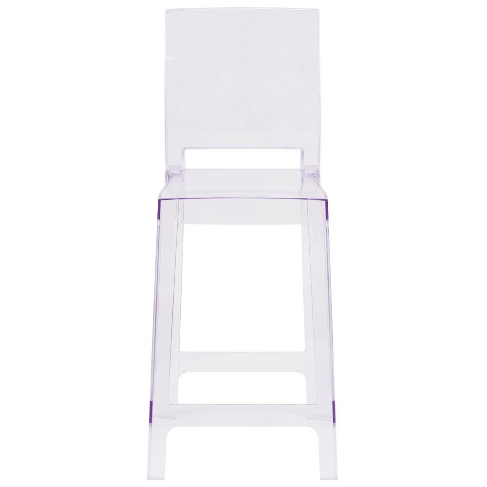Ghost Counter Stool With Square Back In Transparent Crystal By Flash Furniture | Bar Stools | Modishstore - 4