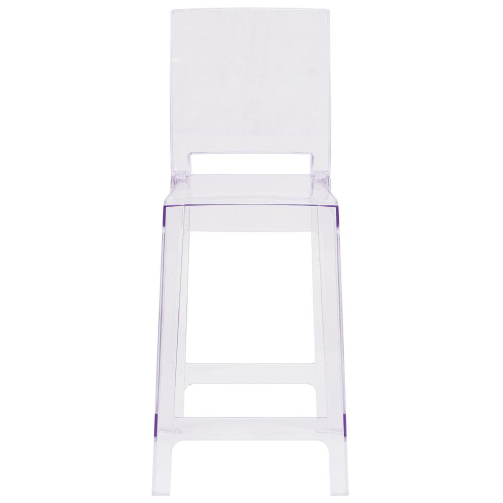 Ghost Counter Stool With Square Back In Transparent Crystal By Flash Furniture | Bar Stools | Modishstore - 4