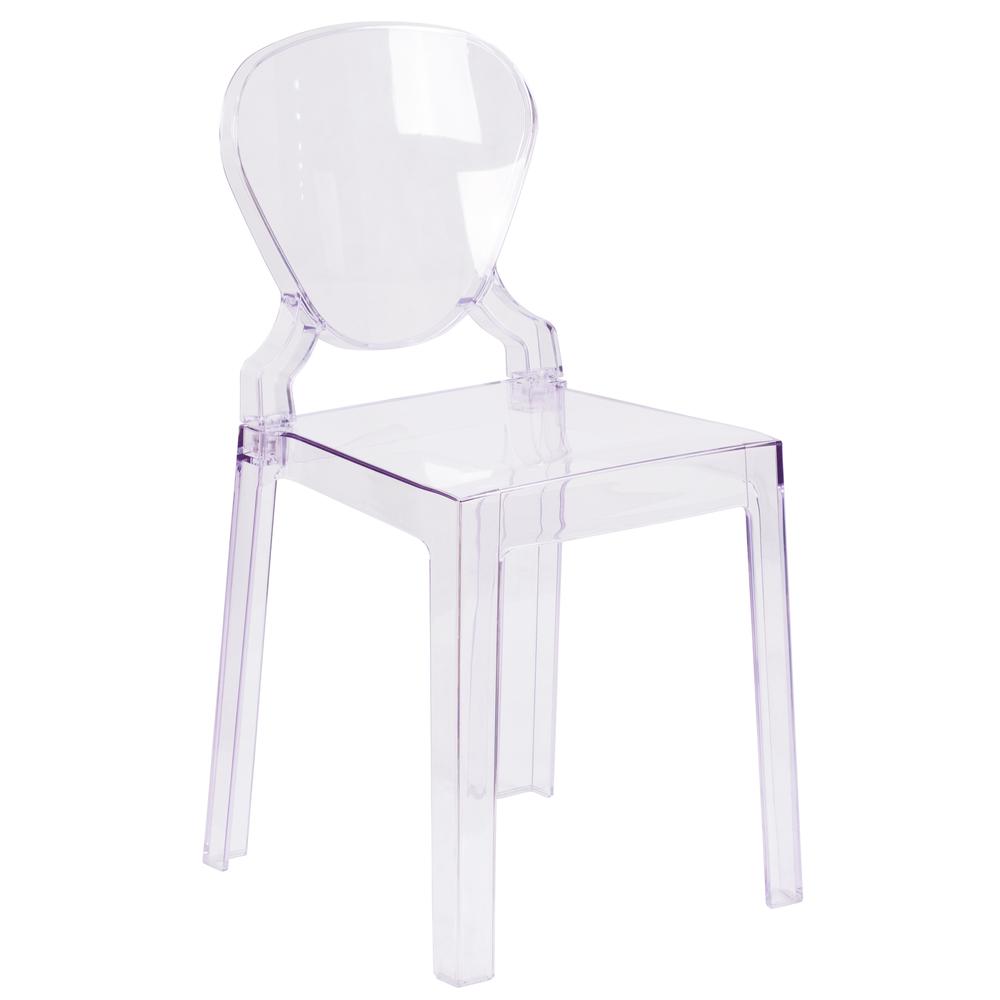 Ghost Chair With Tear Back In Transparent Crystal By Flash Furniture | Dining Chairs | Modishstore