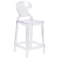 Ghost Counter Stool With Tear Back In Transparent Crystal By Flash Furniture | Bar Stools | Modishstore - 1