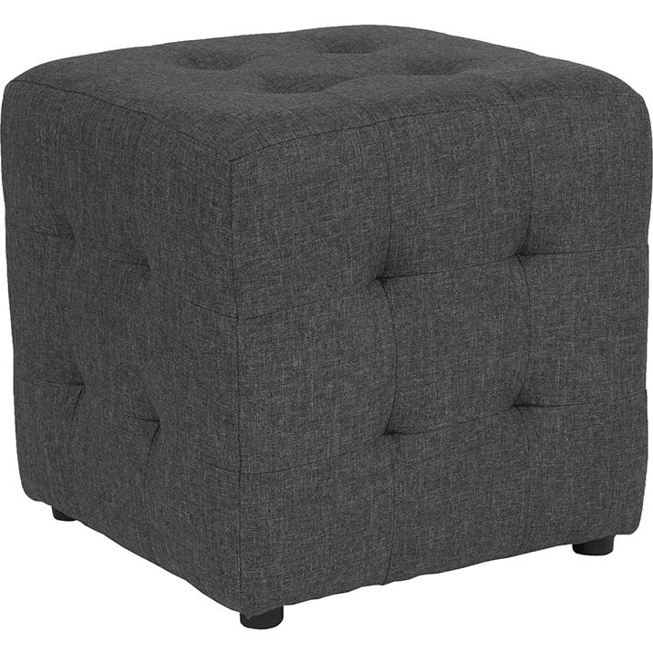 Avendale Tufted Upholstered Ottoman Pouf In Dark Gray Fabric By Flash Furniture | Ottomans | Modishstore - 1