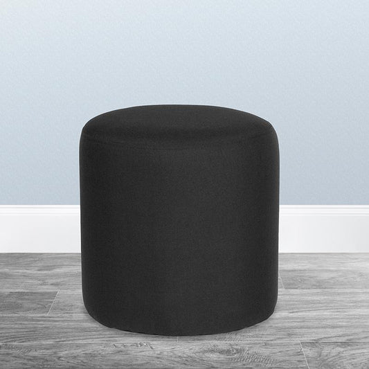 Barrington Upholstered Round Ottoman Pouf In Black Fabric By Flash Furniture | Ottomans | Modishstore