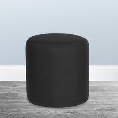 Barrington Upholstered Round Ottoman Pouf In Black Fabric By Flash Furniture