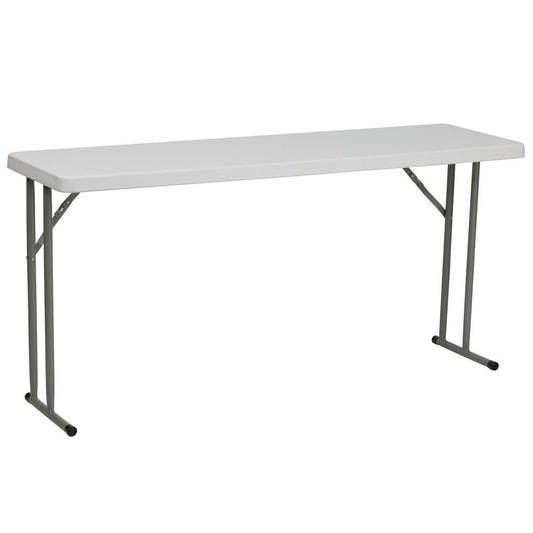 5-Foot Granite White Plastic Folding Training Table By Flash Furniture | Side Tables | Modishstore