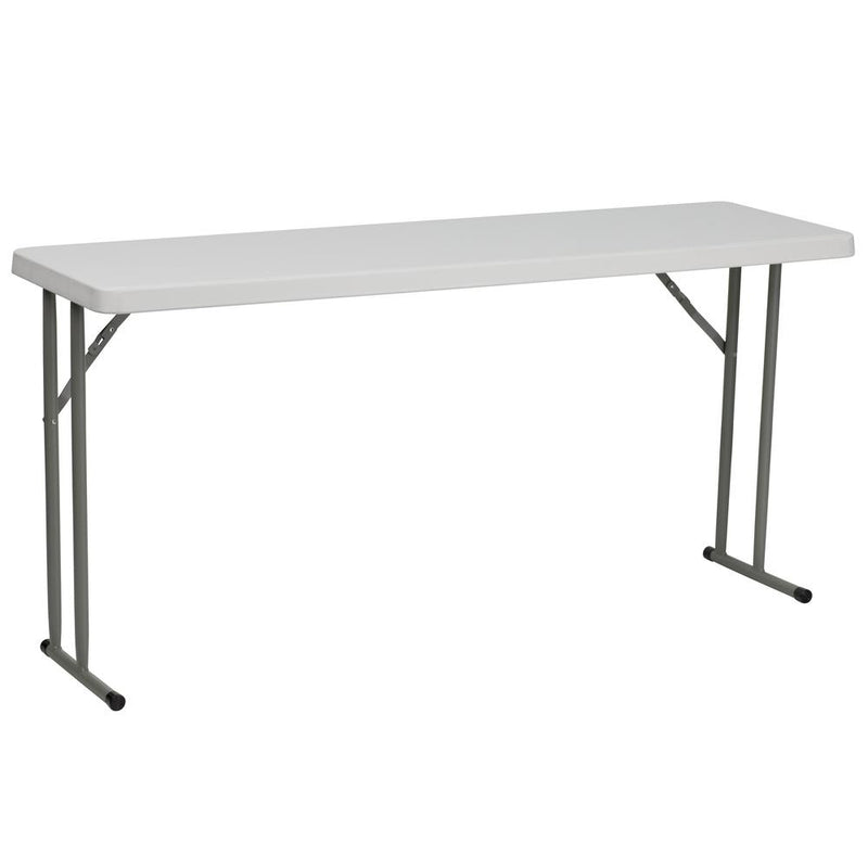5-Foot Granite White Plastic Folding Training Table By Flash Furniture | Side Tables | Modishstore - 1