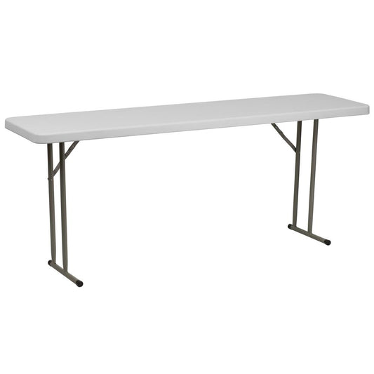 6-Foot Granite In White Plastic Folding Training Table By Flash Furniture | Side Tables | Modishstore