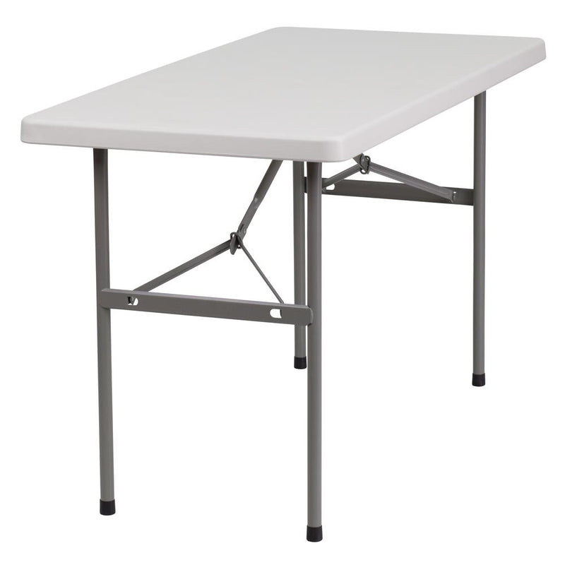 4-Foot Granite In White Plastic Folding Table By Flash Furniture | Side Tables | Modishstore - 1