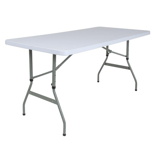 4.93-Foot Height Adjustable Granite White Plastic Folding Table By Flash Furniture | Side Tables | Modishstore