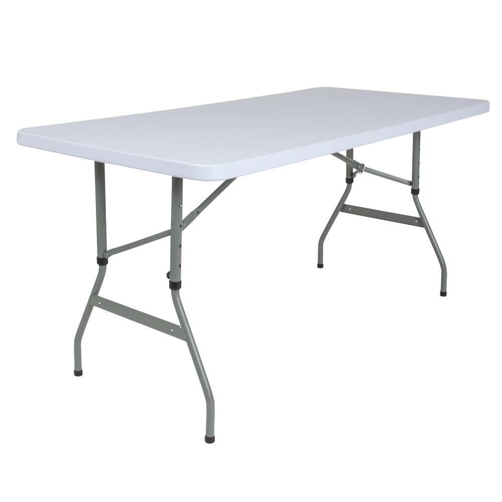 4.93-Foot Height Adjustable Granite White Plastic Folding Table By Flash Furniture | Outdoor Tables | Modishstore - 1