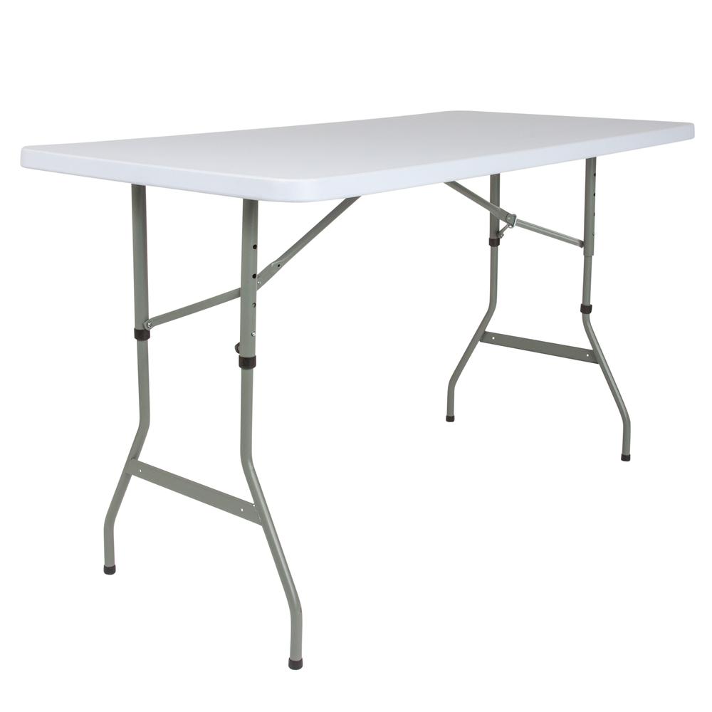 4.93-Foot Height Adjustable Granite White Plastic Folding Table By Flash Furniture | Side Tables | Modishstore - 2