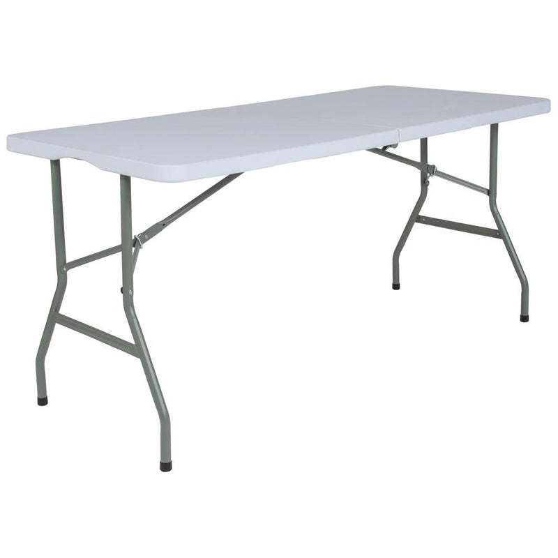 4.97-Foot Bi-Fold Granite White Plastic Folding Table By Flash Furniture | Side Tables | Modishstore