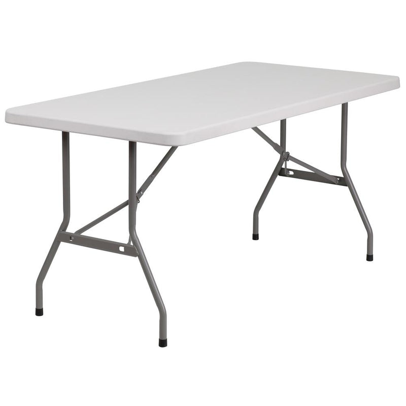 5-Foot Granite In White Plastic Folding Table By Flash Furniture | Outdoor Tables | Modishstore - 1